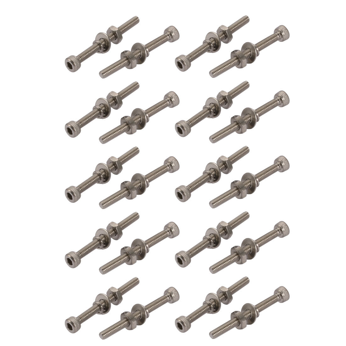 uxcell Uxcell 20pcs M2.5x25mm 304 Stainless Steel Knurled Hex Socket Head Bolts w Nut Washer