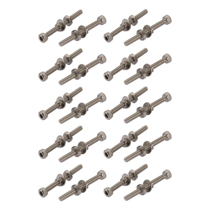 Harfington Uxcell 20pcs M2.5x25mm 304 Stainless Steel Knurled Hex Socket Head Bolts w Nut Washer