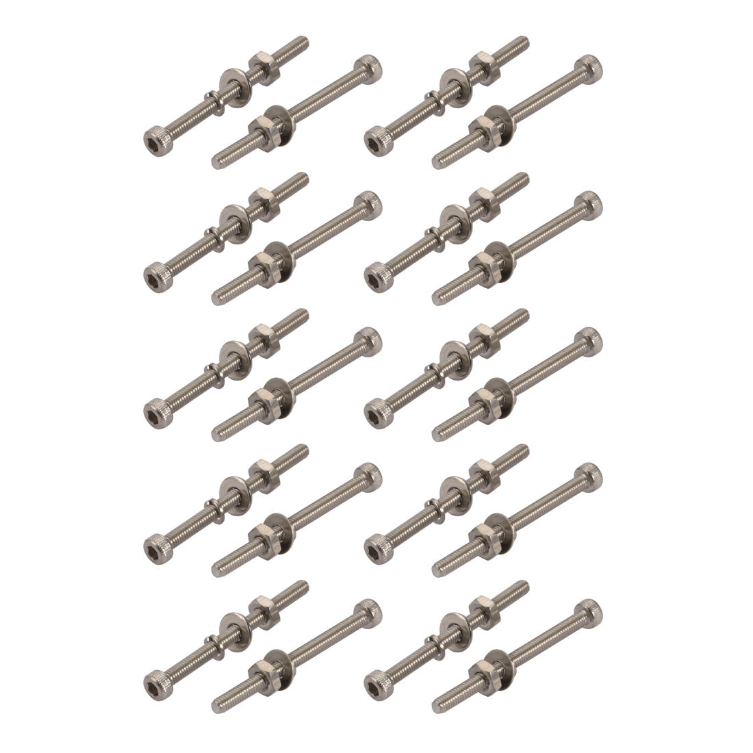 uxcell Uxcell 20pcs M2.5x30mm 304 Stainless Steel Knurled Hex Socket Head Bolts w Nut Washer