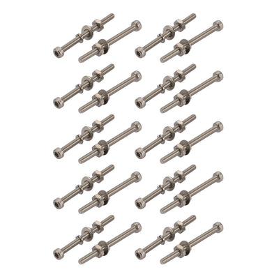 Harfington Uxcell 20pcs M2.5x30mm 304 Stainless Steel Knurled Hex Socket Head Bolts w Nut Washer