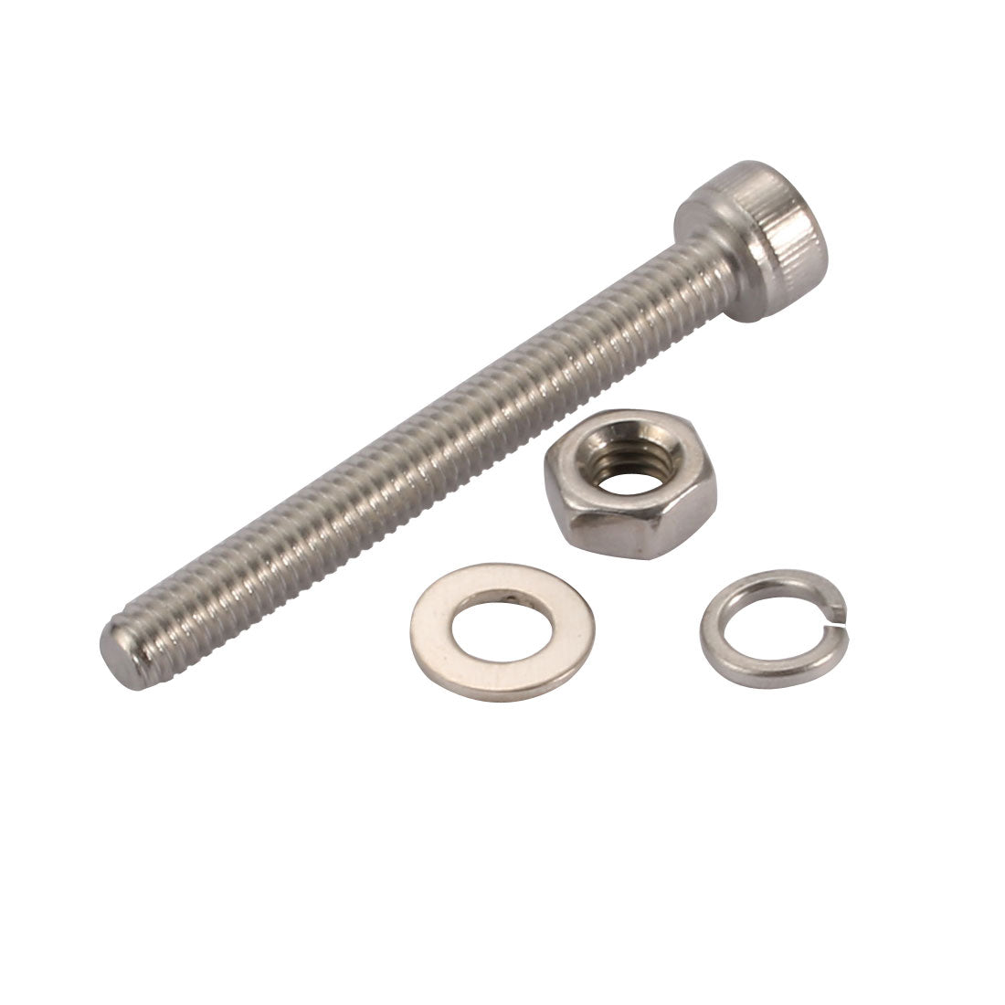 uxcell Uxcell 10pcs M4x40mm 304 Stainless Steel Knurled Hex Socket Head Bolts Nuts w Washers