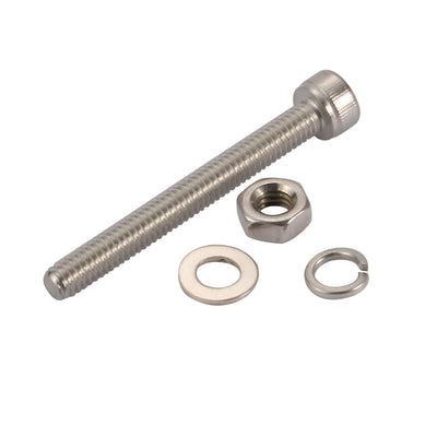 Harfington Uxcell 10pcs M4x40mm 304 Stainless Steel Knurled Hex Socket Head Bolts Nuts w Washers