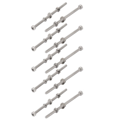 Harfington Uxcell 10Pcs M3x55mm 304 Stainless Steel Knurled Hex Socket Head Bolt Nut Set w Washer