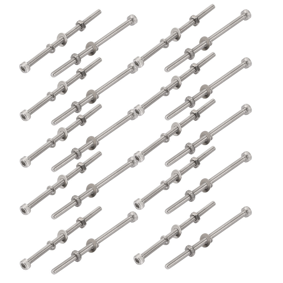uxcell Uxcell 20Pcs M3x55mm 304 Stainless Steel Knurled Hex Socket Head Bolt Nut Set w Washer