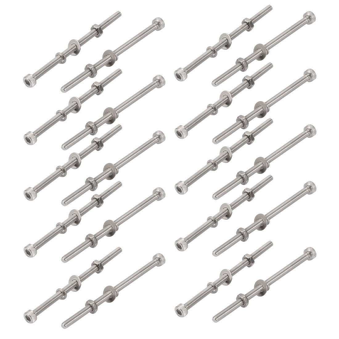 uxcell Uxcell 20Pcs M3x60mm 304 Stainless Steel Knurled Hex Socket Head Bolt Nut Set w Washer
