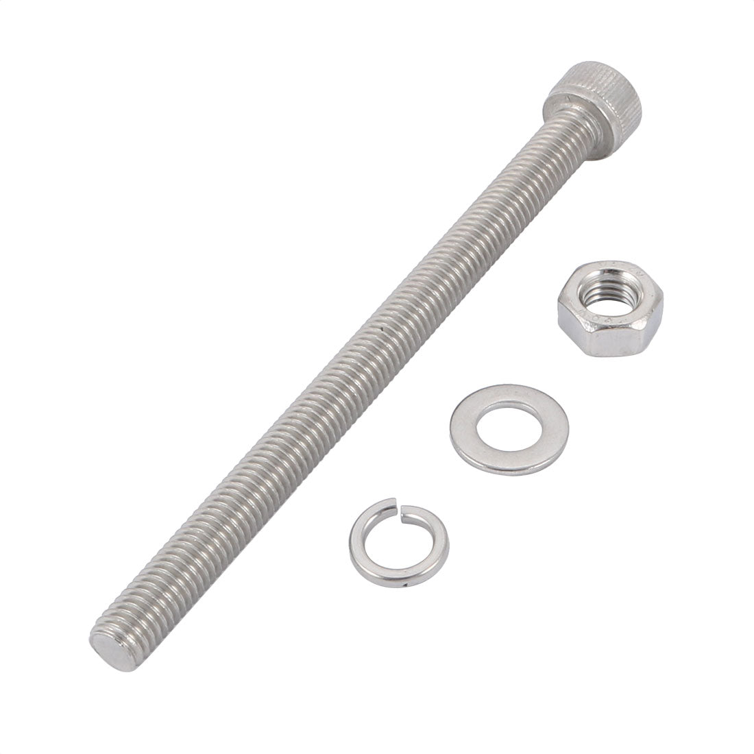 uxcell Uxcell 10Pcs M8x100mm 304 Stainless Steel Knurled Hex Socket Head Bolt Nut Set w Washer