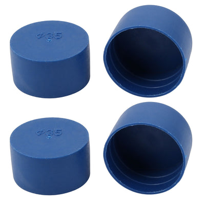 Harfington Uxcell 4pcs 35mm Inner Dia PE Plastic End Cap Bolt Thread Protector Tube Cover Blue