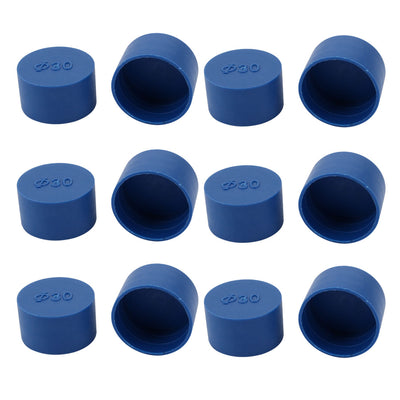 uxcell Uxcell 12pcs 30mm Inner Dia PE Plastic End Cap Bolt Thread Protector Tube Cover Blue