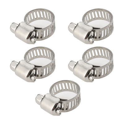 Harfington Uxcell 3/8-5/8 Inch Dia 5pcs 316 Steel Adjustable  Gear Clip Clamping Range Hose Clamp