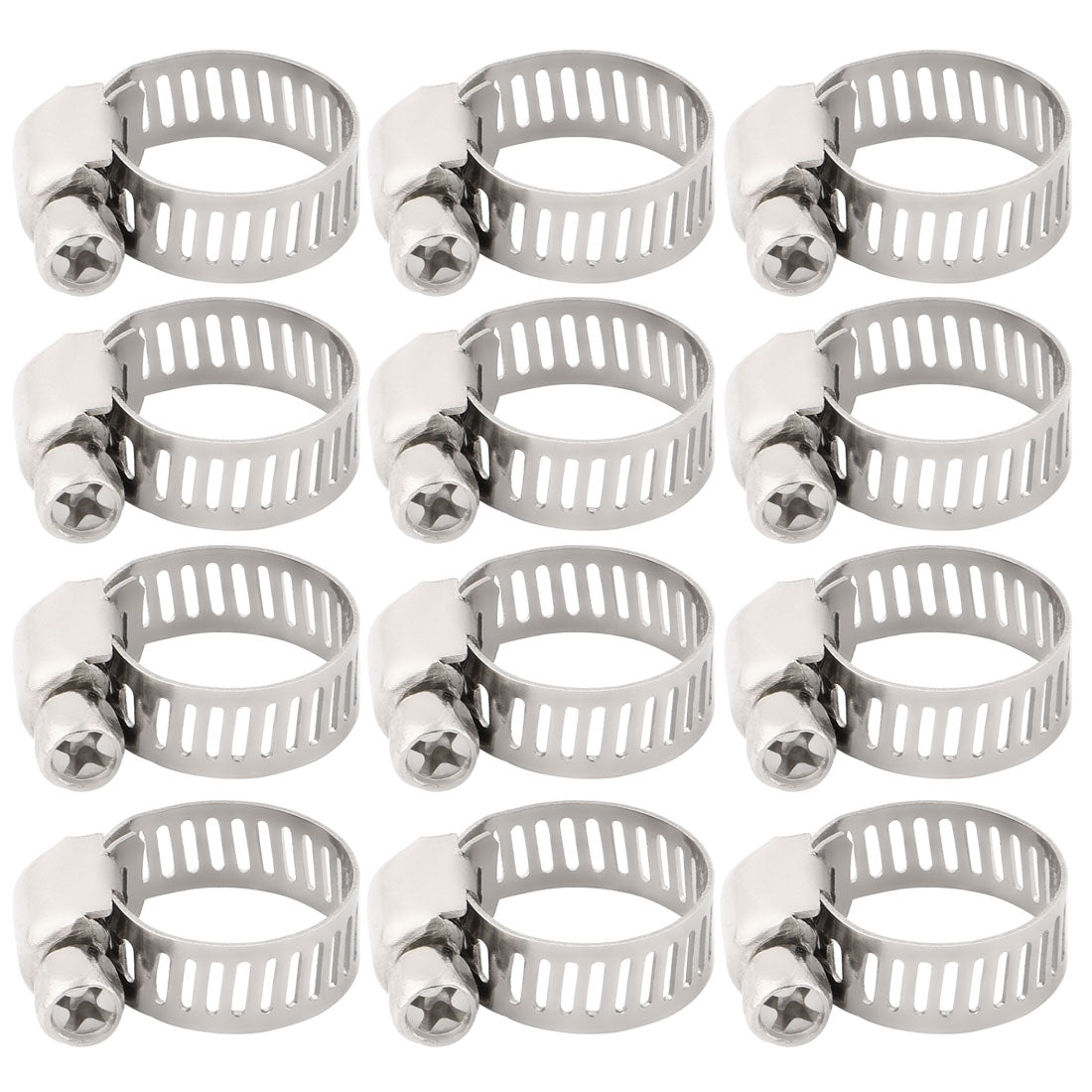 uxcell Uxcell 3/8-5/8 Inch Dia 12pcs 201 Steel Adjustable  Gear Clip Clamping Hose Clamp Fittings