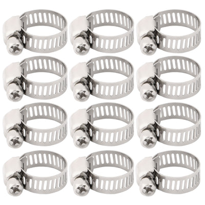 Harfington Uxcell 3/8-5/8 Inch Dia 12pcs 201 Steel Adjustable  Gear Clip Clamping Hose Clamp Fittings
