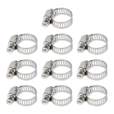 Harfington Uxcell 3/8-5/8 Inch Dia 10pcs 201 Stainless Steel Adjustable  Gear Clip Clamping Hose Clamp
