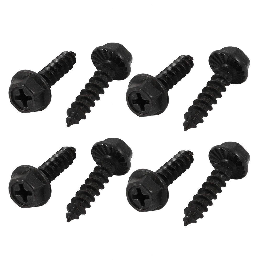 uxcell Uxcell M5x20mm Iron Zinc Plated Self-Tapping Hex Flange Phillips Drive Blot Screw 8pcs