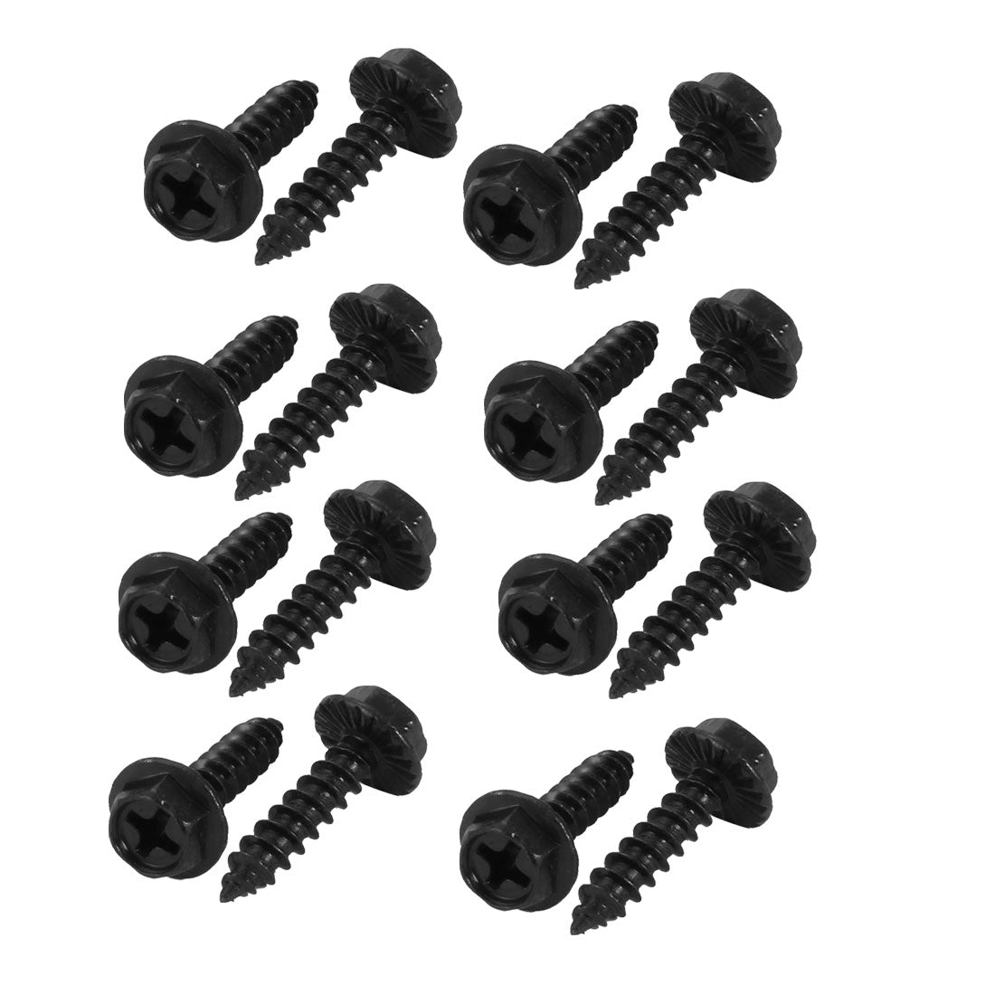 uxcell Uxcell M4x16mm Iron Zinc Plated Self-Tapping Hex Flange Phillips Drive Blot Screw 16pcs