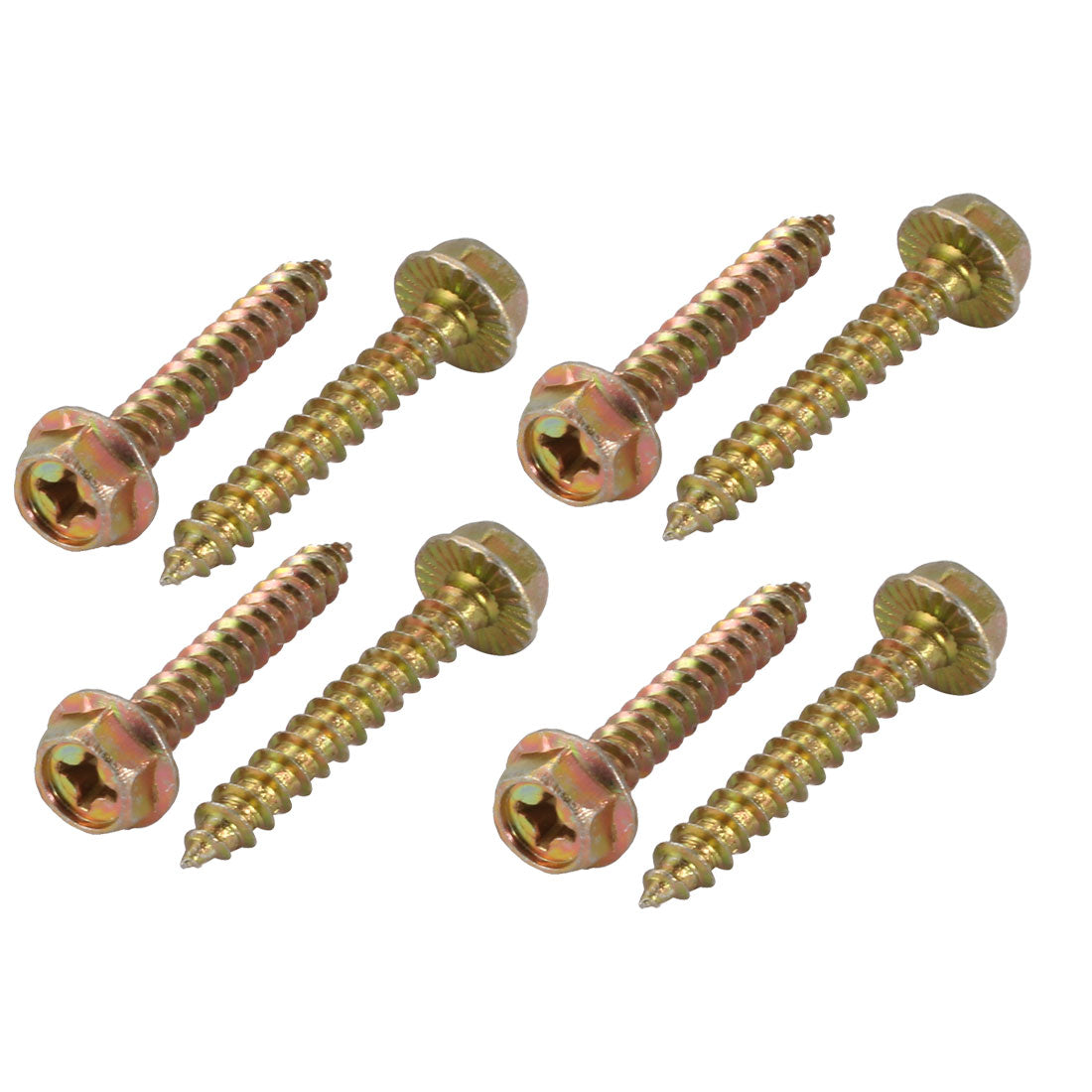 uxcell Uxcell 8Pcs M6x40mm Yellow Zinc Plated phillips Drive Serrated Flange Hex Head Self-Tapping Screws