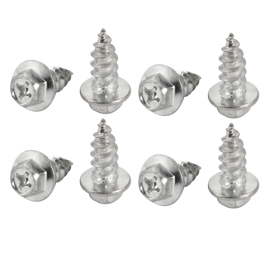 uxcell Uxcell 8Pcs M8x20mm Zinc Plated phillips Drive Flange Hex Head Self-Tapping Screw