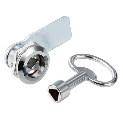 Harfington Uxcell 22mm Cylinder Zinc Alloy Chrome Finish Cam Lock w Triangle Key, Keyed Alike