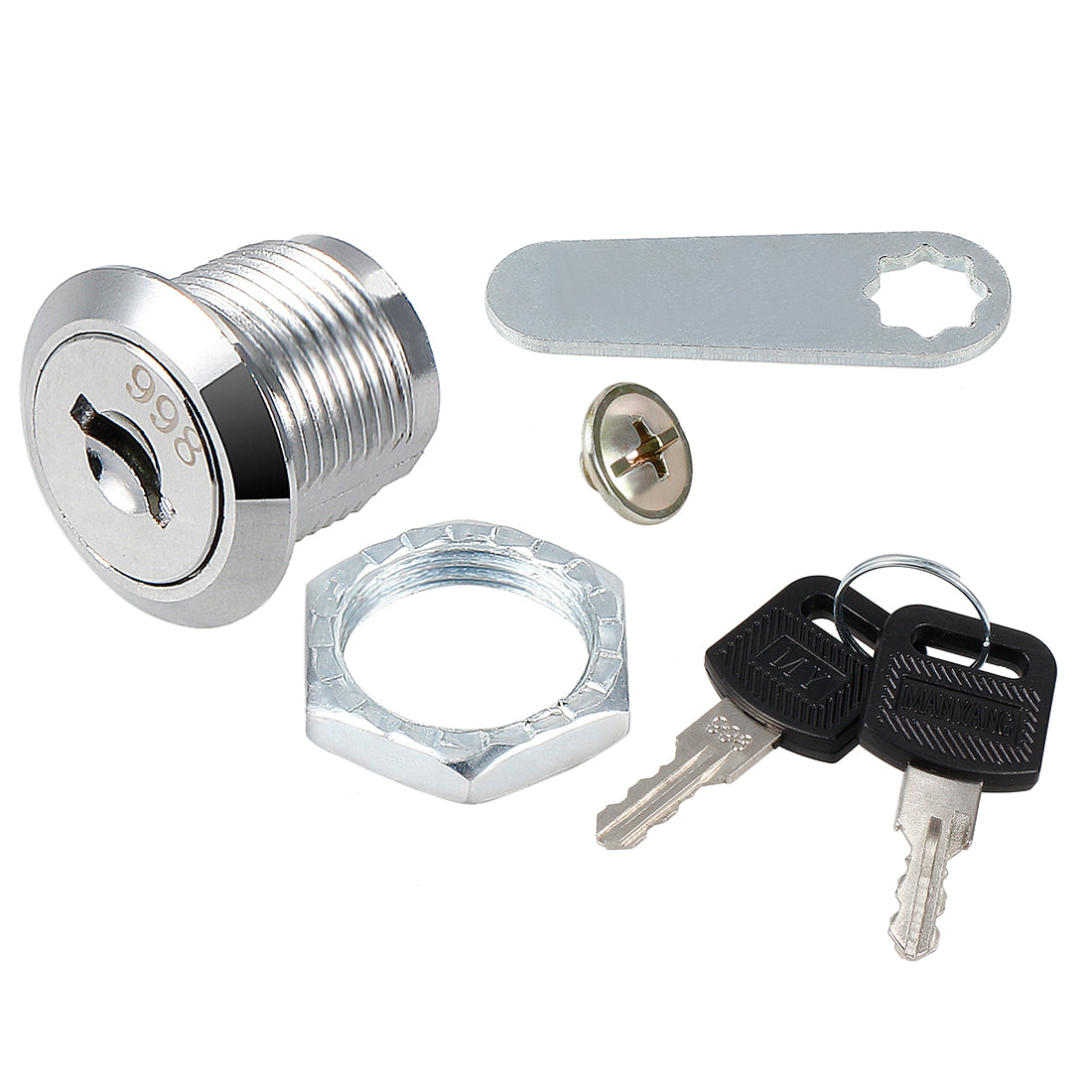 uxcell Uxcell 5/8" Cylinder Length Zinc Alloy Chrome Plated Cam Lock w Key, Keyed Different