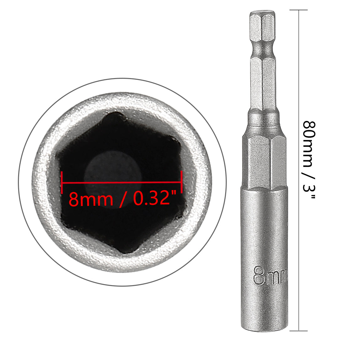 Uxcell 1/4" Quick Change Shank Cr-V 11mm Hex Nut Sockets Driver Wrench ...