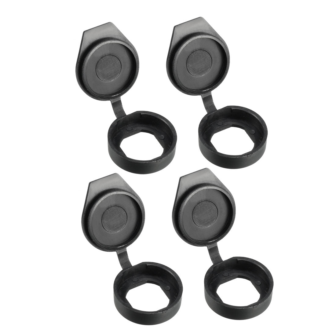 uxcell Uxcell 4pcs Hard Plastic Dust Cover Waterproof Caps Square Hole Black Fit for 22mm Dia Cam Lock
