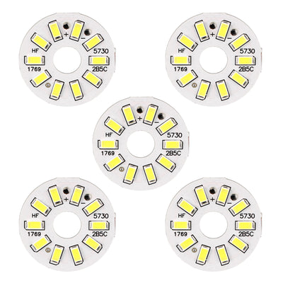 uxcell Uxcell 300mA 5W 10 LEDs 5730 Surface Mounted Devices LED Chip Module Aluminum Board Pure White Super Bright 35mm Dia 5pcs