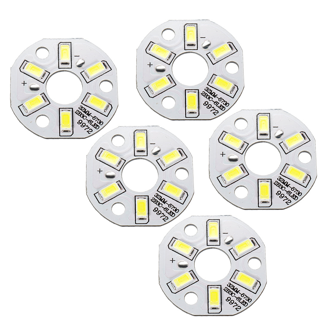 uxcell Uxcell 300mA 3W 6 LEDs 5730 Surface Mounted Devices LED Chip Module Aluminum Board Pure White Super Bright 32mm Dia 5pcs