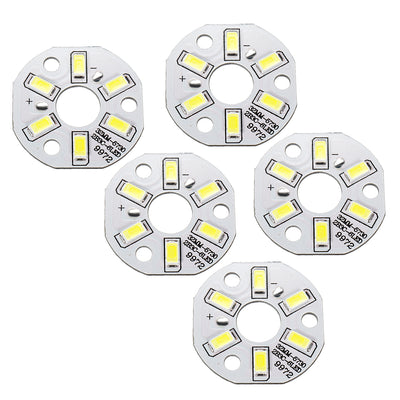 Harfington Uxcell 300mA 3W 6 LEDs 5730 Surface Mounted Devices LED Chip Module Aluminum Board Pure White Super Bright 32mm Dia 5pcs