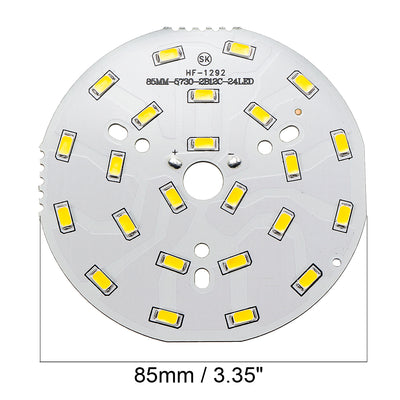 Harfington Uxcell 300mA 12W 24 LEDs 5730 Surface Mounted Devices LED Chip Module Aluminum Board Warm White Super Bright 85mm Dia