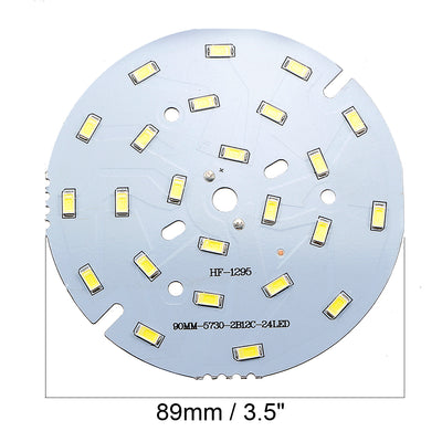 Harfington Uxcell 300mA 12W 24 LEDs 5730 Surface Mounted Devices LED Chip Module Aluminum Board Pure White Super Bright 90mm Dia