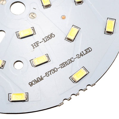 Harfington Uxcell 300mA 12W 24 LEDs 5730 Surface Mounted Devices LED Chip Module Aluminum Board Pure White Super Bright 90mm Dia