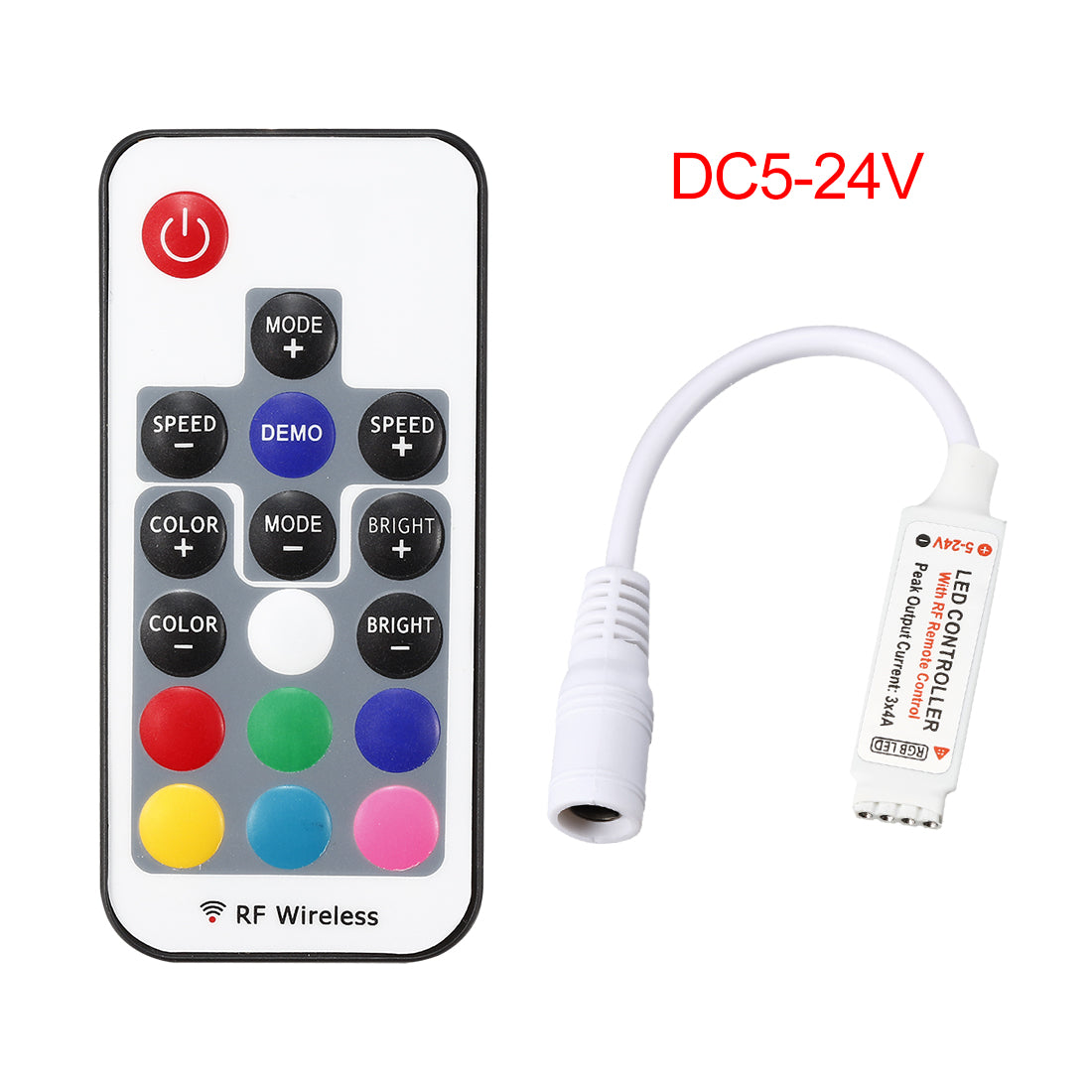 uxcell Uxcell DC 5-24V Mini LED Controller Dimmer 17Keys RF Remote Control for RGB Light Strip