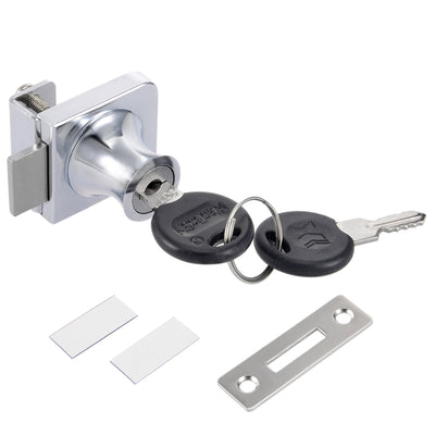 Harfington Uxcell Zinc Alloy Chrome Finish Display Hinged Square Glass Cabinet Lock, Key Different