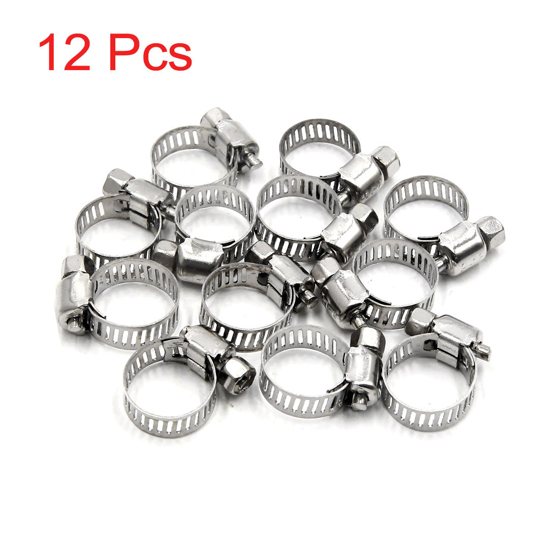 uxcell Uxcell 12Pcs 9-16mm Metal Adjustable Drive Hose Clamp Fuel Line  Clip for Car