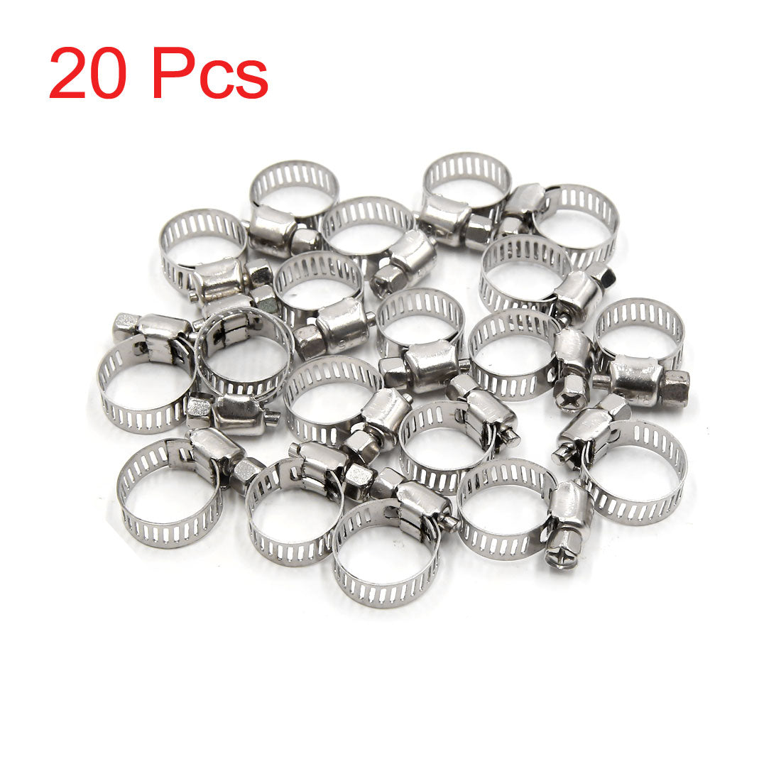 uxcell Uxcell 20Pcs 9-16mm Metal Adjustable Drive Hose Clamp Fuel Line  Clip for Car