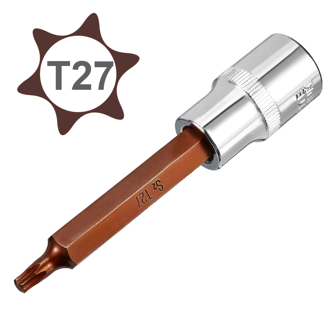 uxcell Uxcell 1/2-Inch Drive T27 Torx Bit Extra Long Socket, S2 Steel