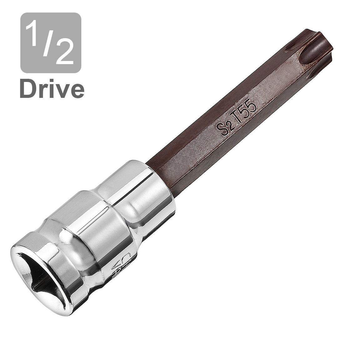 uxcell Uxcell 1/2-Inch Drive T55 Torx Bit Extra Long Socket, S2 Steel