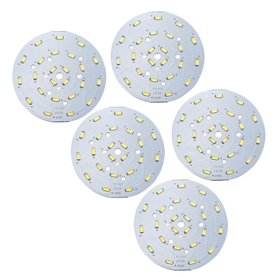 Harfington Uxcell 300mA 12W 24 LEDs 5730 Surface Mounted Devices LED Chip Module Aluminum Board Pure White Super Bright 85mm Dia 5pcs