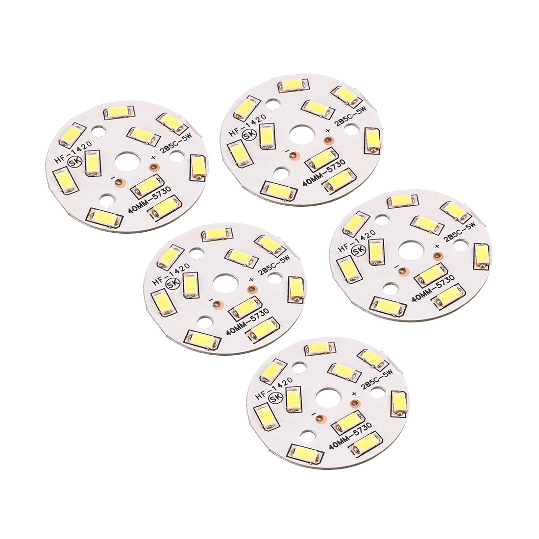 uxcell Uxcell 300mA 5W 10 LEDs 5730 Surface Mounted Devices LED Chip Module Aluminum Board Pure White Super Bright 40mm Dia 5pcs