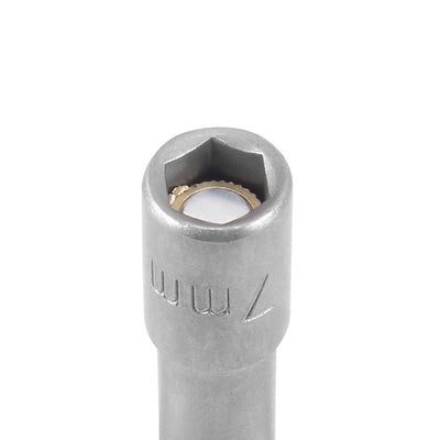 Harfington Uxcell 5 Pcs 1/4" Quick-Change Hex Shank 7mm Magnetic Nut Sockets Driver, 65mm Length