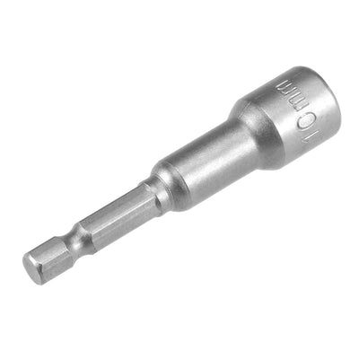 Harfington Uxcell 2 Pcs 1/4" Quick-Change Hex Shank 10mm Magnetic Nut Sockets Driver, 65mm Length