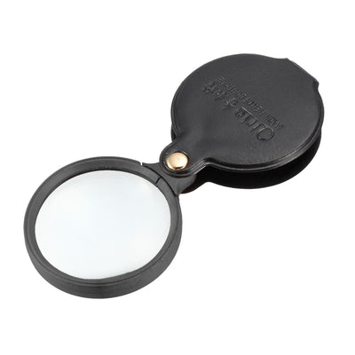 Harfington Uxcell 60mm 10X Pocket Folding Magnifier Loupe Magnifying Glass with Leather Case (Black)