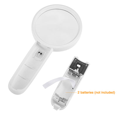 Harfington Uxcell 3X LED Illuminated Handheld Magnifier 300% Loupe w LED light for Book, Repair