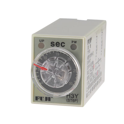 Harfington Uxcell 24VDC 30S 8 Terminals Range Adjustable Delay Timer Time Relay H3Y(ST6P)-2