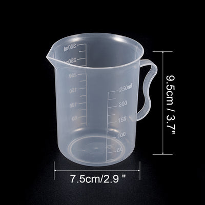 Harfington Uxcell 3pcs Laboratory Clear White PP 300mL Measuring Cup Handled Beaker