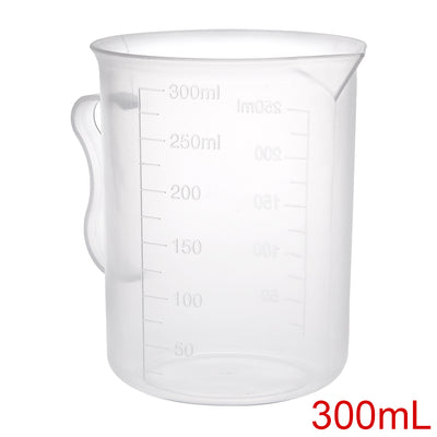 Harfington Uxcell Laboratory Clear White PP 300mL Measuring Cup Handled Beaker