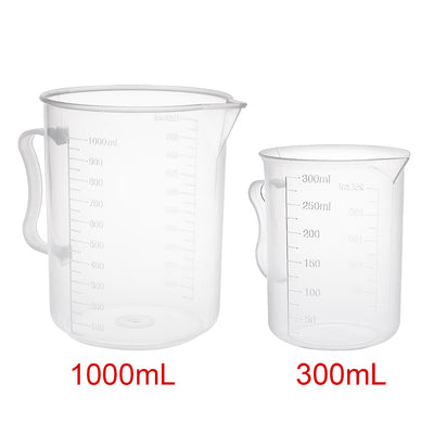 Harfington Uxcell Laboratory Clear White PP Measuring Cup Handled Beaker 300mL 1000mL Set of 3
