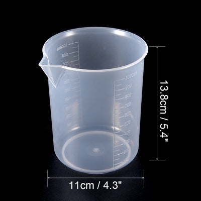 Harfington Uxcell Transparent Measuring Cup Labs PP Graduated Beakers 1000ml