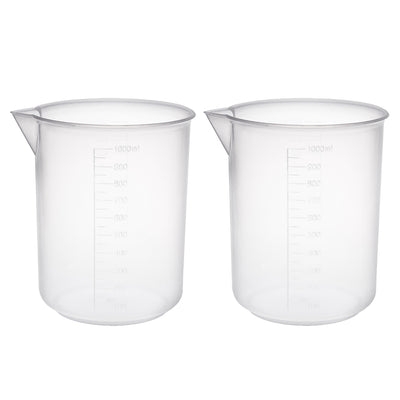 Harfington Uxcell 2pcs Measuring Cup Labs PP Graduated Beakers 1000ml