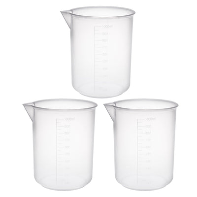 Harfington Uxcell 3pcs Measuring Cup Labs PP Graduated Beakers 1000ml