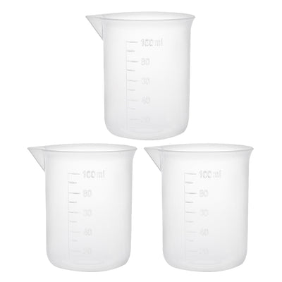 Harfington Uxcell 3pcs Measuring Cup Labs PP Graduated Beakers 100ml